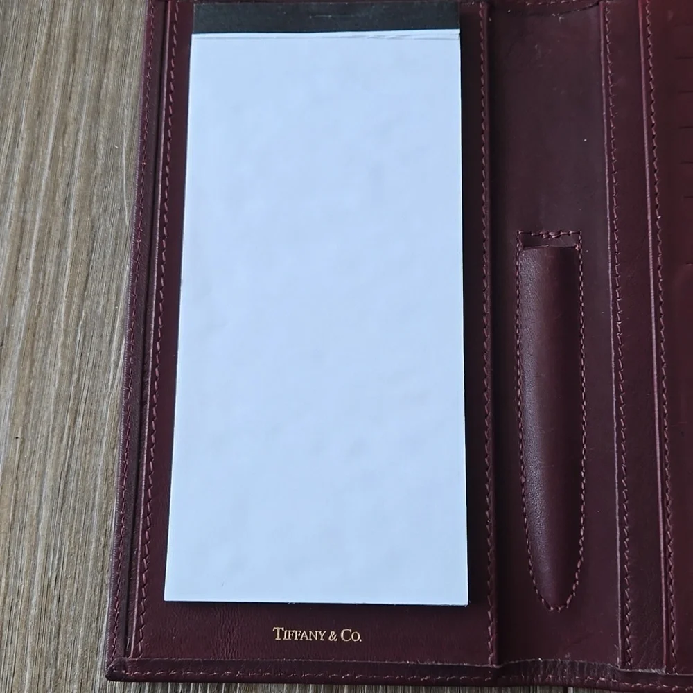 Vintage Tiffany & Co. Burgundy Long Wallet With Pen Holder And Notepad